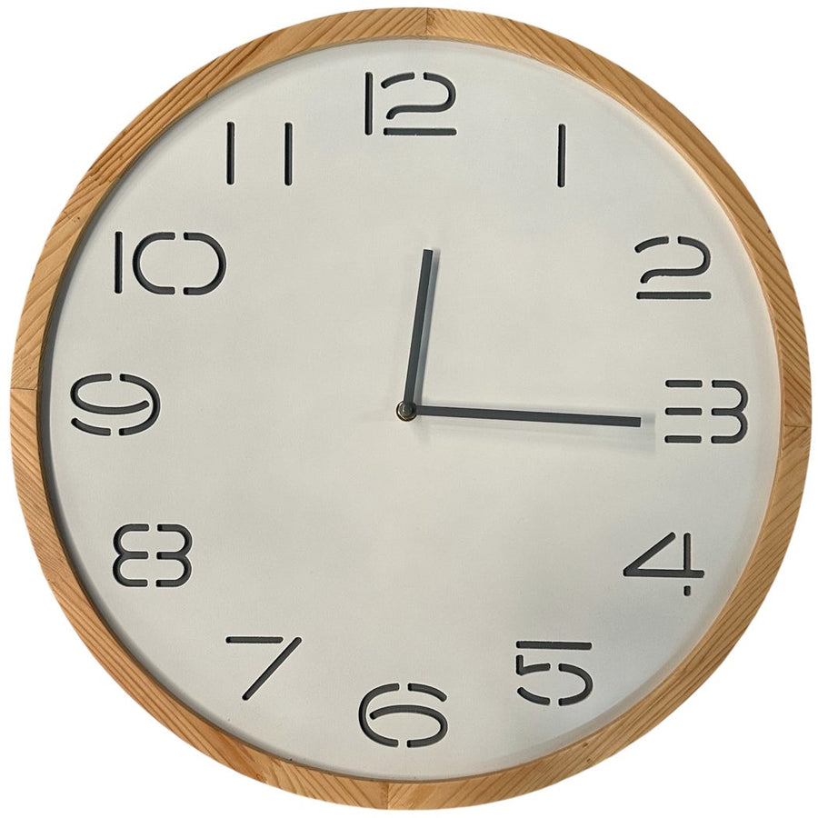 Koda Living Morden Wood Minimalist Stencil Cut Numbers Wall Clock 50cm KC5511 1