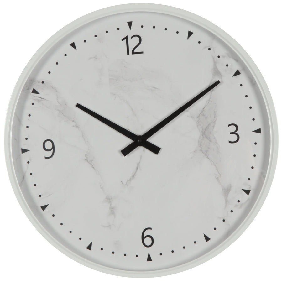 Koda Living Selene Minimalist White Marble Effect Metal Wall Clock 50cm KC5507 1