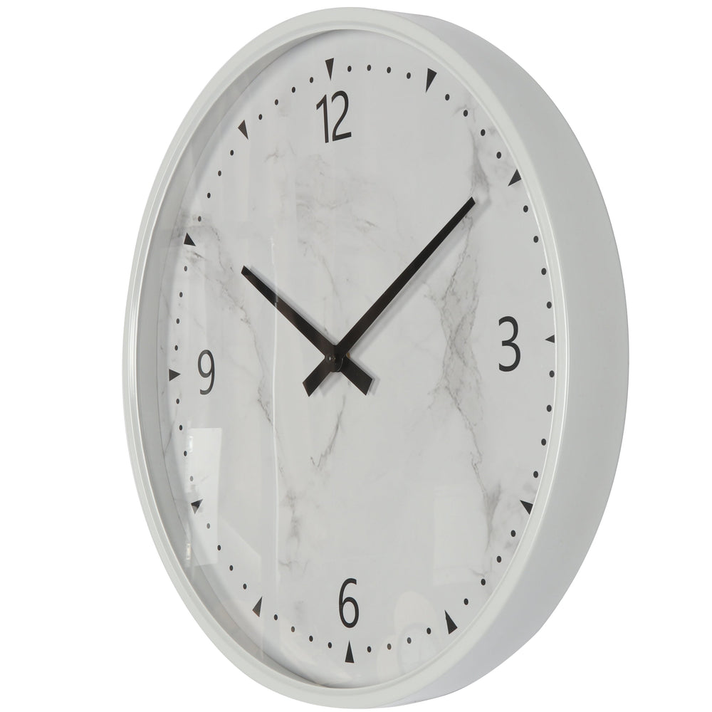 Koda Living Selene Minimalist White Marble Effect Metal Wall Clock 50cm KC5507 2