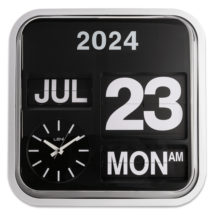 Leni Analogue with Flip Bankers Calendar Wall Clock Black 43cm 140630 1