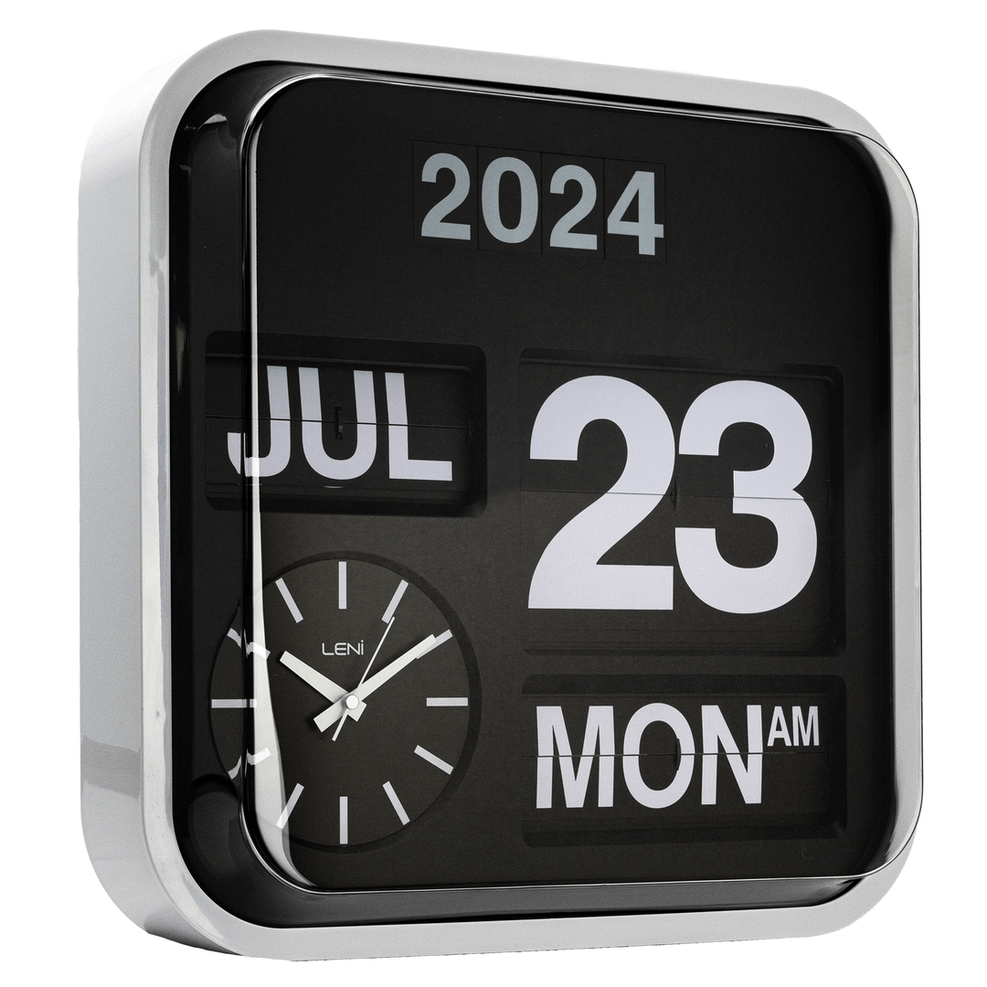 Leni Analogue with Flip Bankers Calendar Wall Clock Black 43cm 140630 2