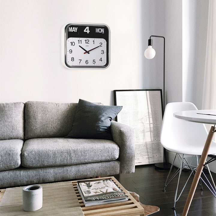 Leni Analogue with Flip Bankers Calendar Wall Clock White 43cm 140620 10