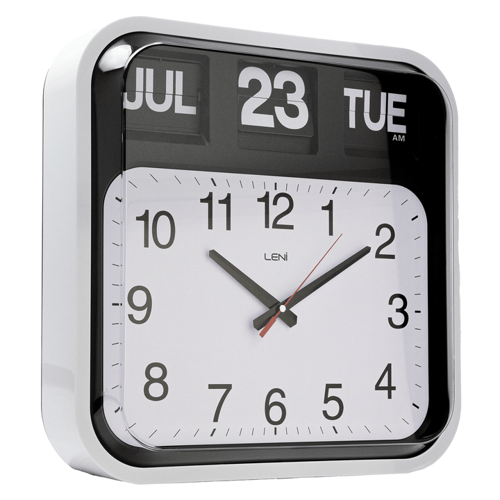 Leni Analogue with Flip Bankers Calendar Wall Clock White 43cm 140620 2