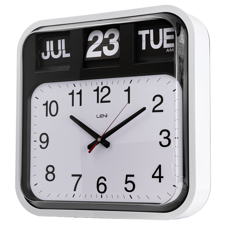 Leni Analogue with Flip Bankers Calendar Wall Clock White 43cm 140620 3