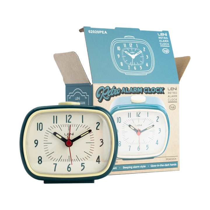 Leni Retro Alarm Clock Peacock Green 11cm 62020PEA 5