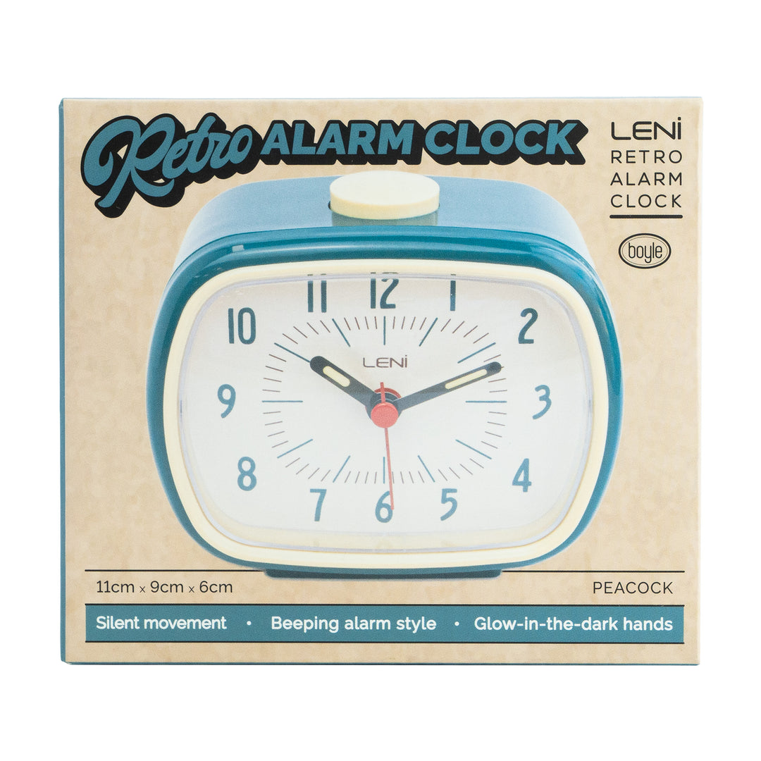 Leni Retro Alarm Clock Peacock Green 11cm 62020PEA 6