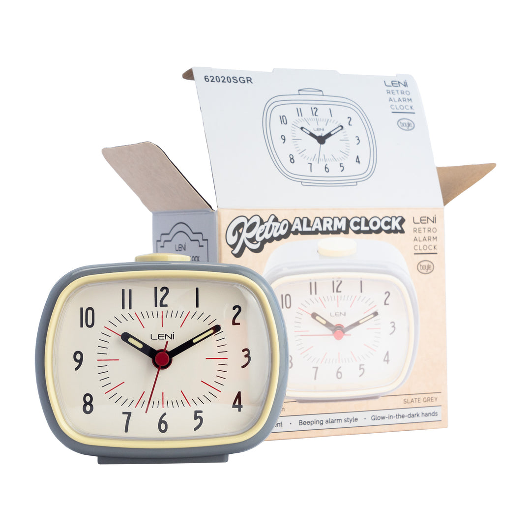 Leni Retro Alarm Clock Slate Grey 11cm 62020SGR 5