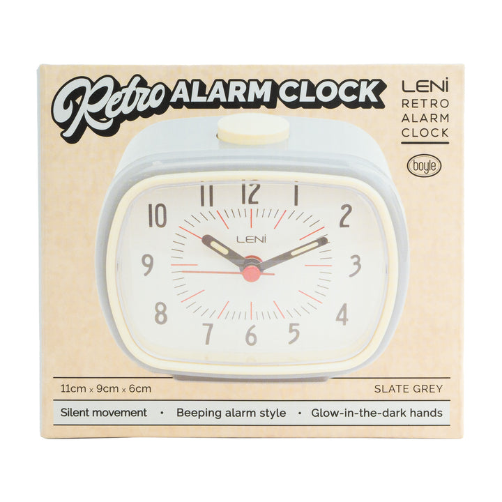 Leni Retro Alarm Clock Slate Grey 11cm 62020SGR 6