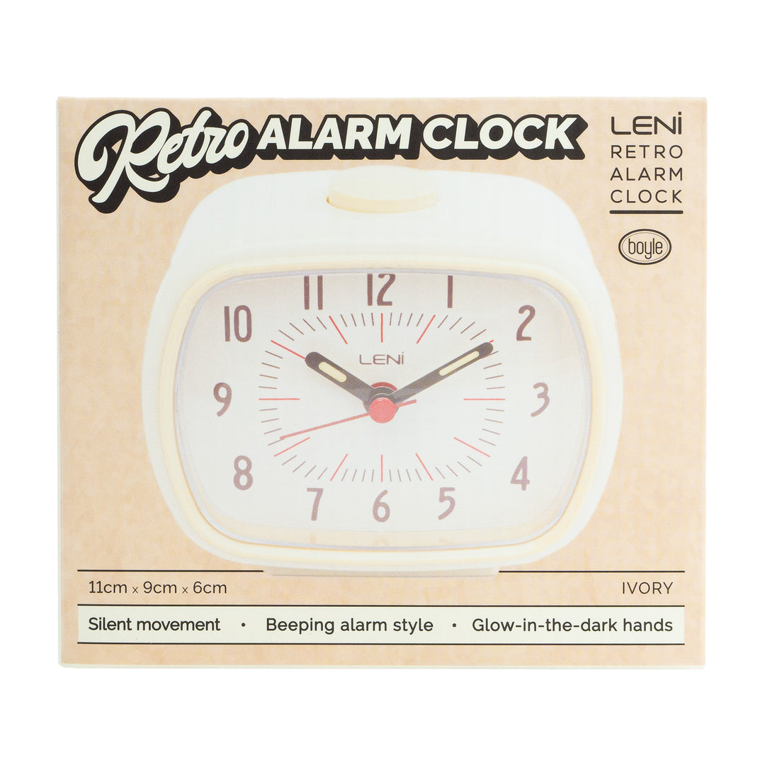 Leni Retro Square Alarm Clock Ivory 11cm 62020IVO 6