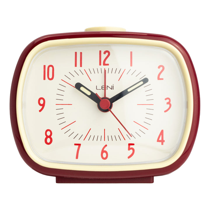 Leni Retro Square Alarm Clock Red 11cm 62020RED 1