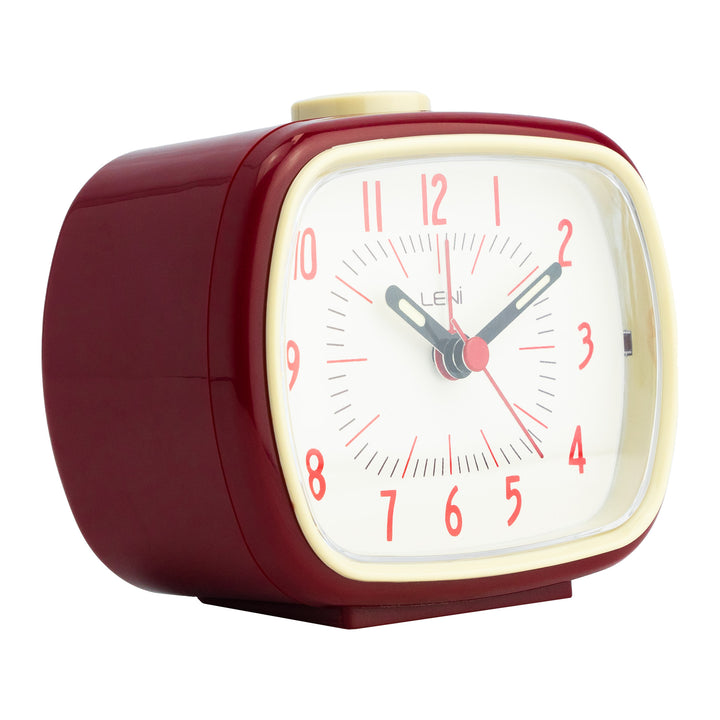 Leni Retro Square Alarm Clock Red 11cm 62020RED 3