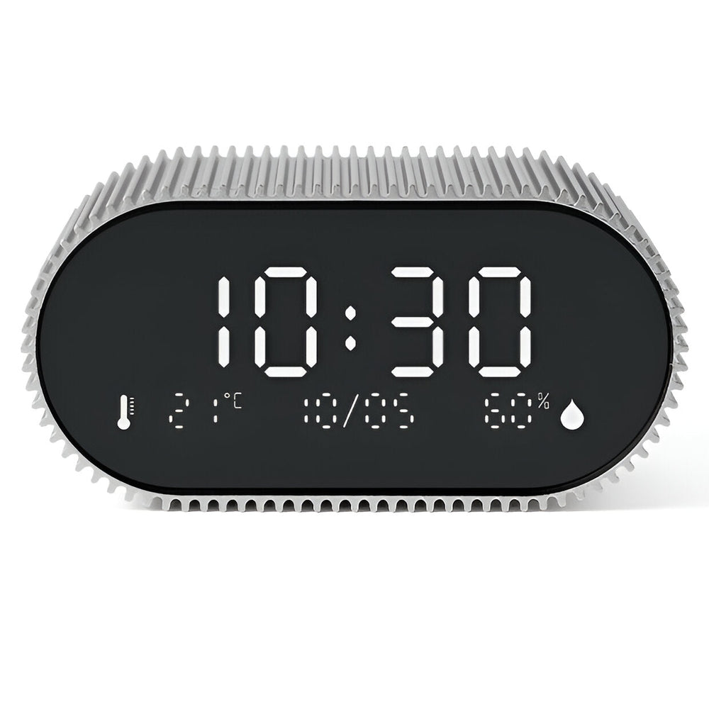 Lexon Ray Temperature Humidity Black LCD Alarm Clock Alu Polish 9cm LD-LR155RA3 1