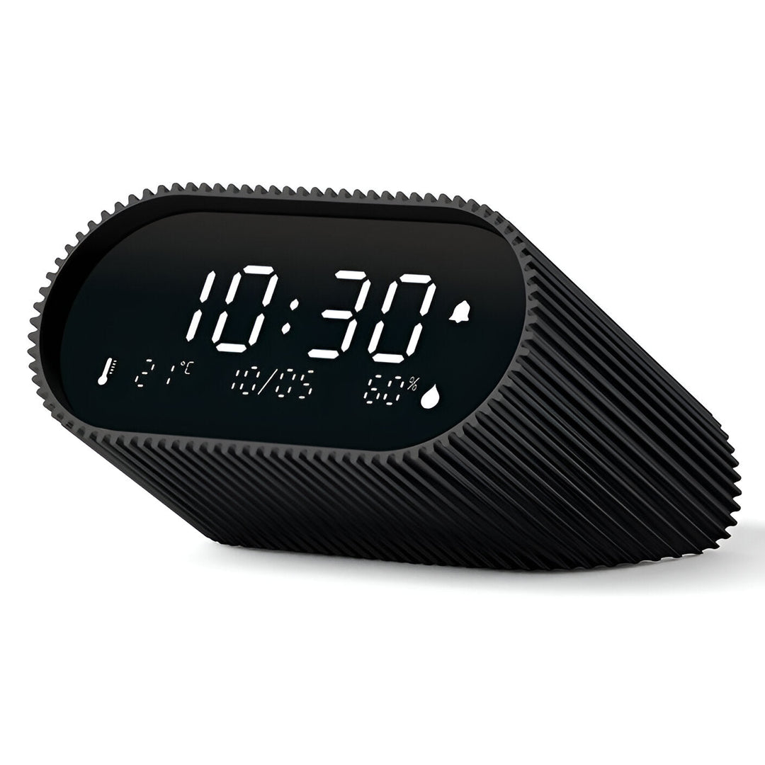 Lexon Ray Temperature Humidity Black LCD Alarm Clock Black 9cm LD-LR155MN3 3