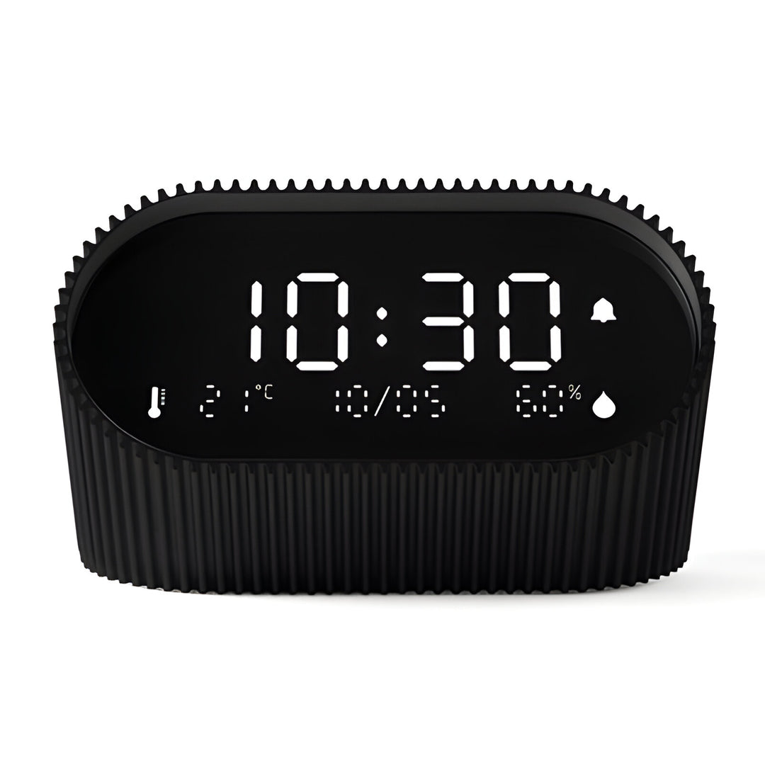 Lexon Ray Temperature Humidity Black LCD Alarm Clock Black 9cm LD-LR155MN3 6