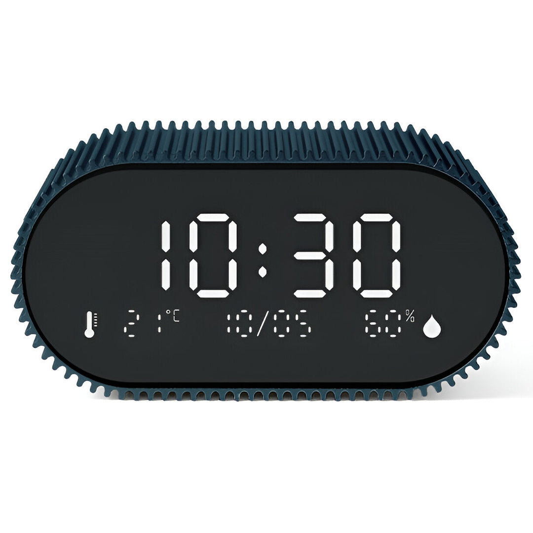 Lexon Ray Temperature Humidity Black LCD Alarm Clock Blue 9cm LD-LR155OB3 1