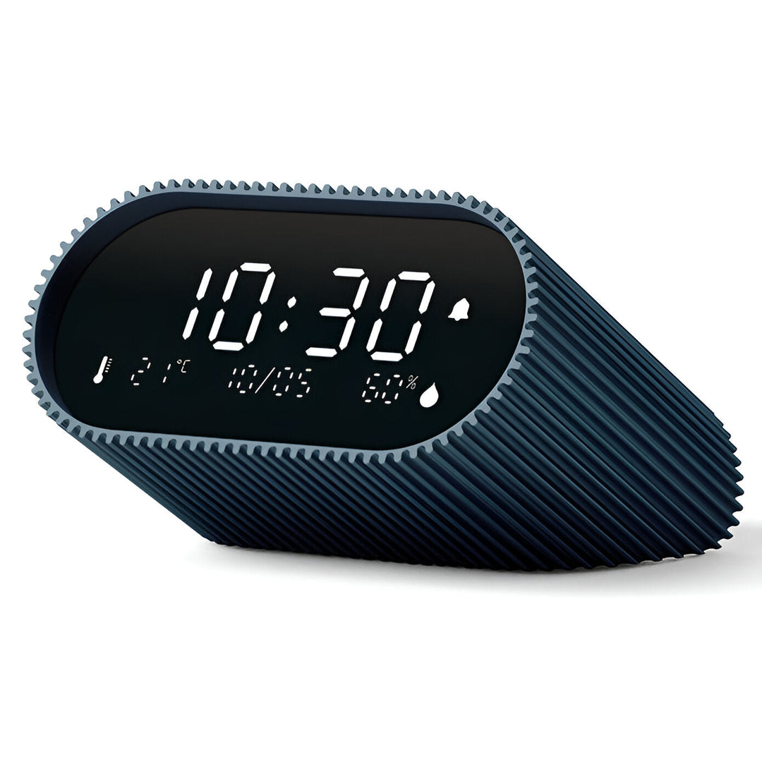 Lexon Ray Temperature Humidity Black LCD Alarm Clock Blue 9cm LD-LR155OB3 3