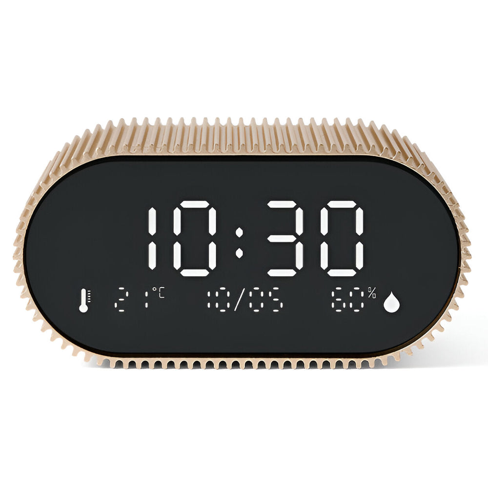 Lexon Ray Temperature Humidity Black LCD Alarm Clock Gold 9cm LD-LR155VG3 1