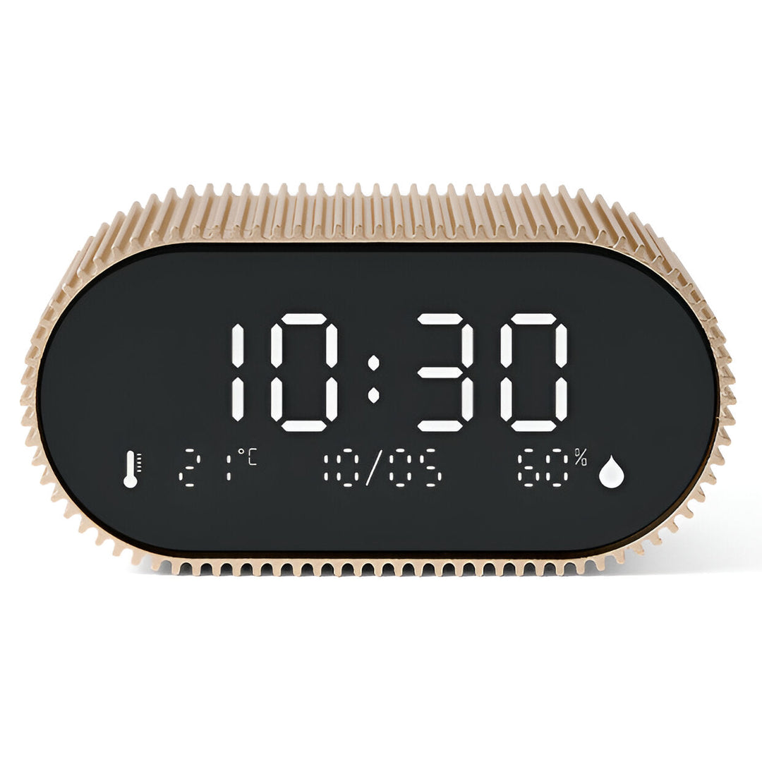 Lexon Ray Temperature Humidity Black LCD Alarm Clock Gold 9cm LD-LR155VG3 1