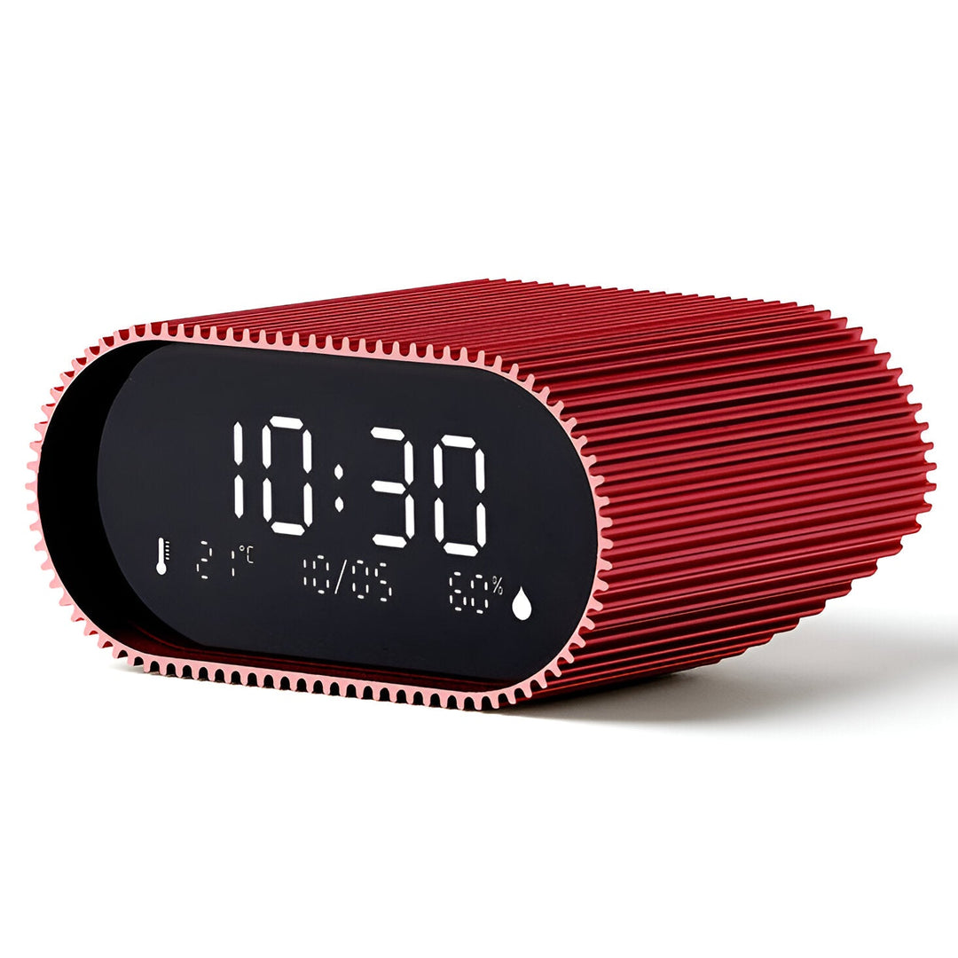 Lexon Ray Temperature Humidity Black LCD Alarm Clock Red 9cm LD-LR155SR3 3