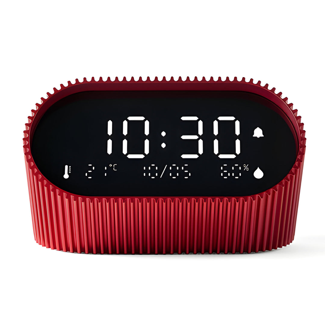 Lexon Ray Temperature Humidity Black LCD Alarm Clock Red 9cm LD-LR155SR3 6