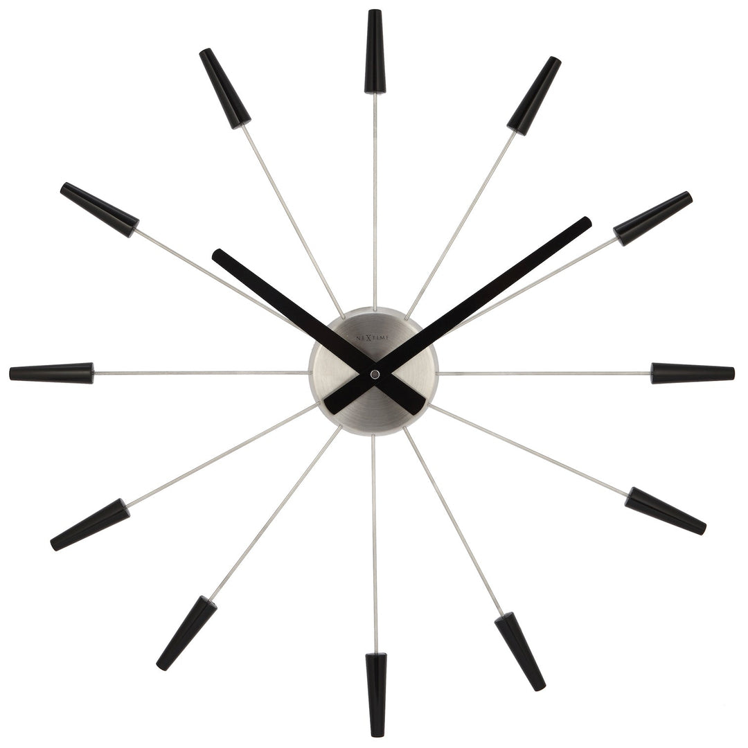 NeXtime Plug Inn Stainless Steel Wall Clock Black Silver 58cm 572610ZW 1