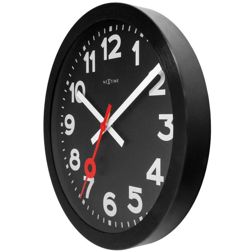 NeXtime Station All Black Aluminium Wall Clock 35cm 573544ARZW 2