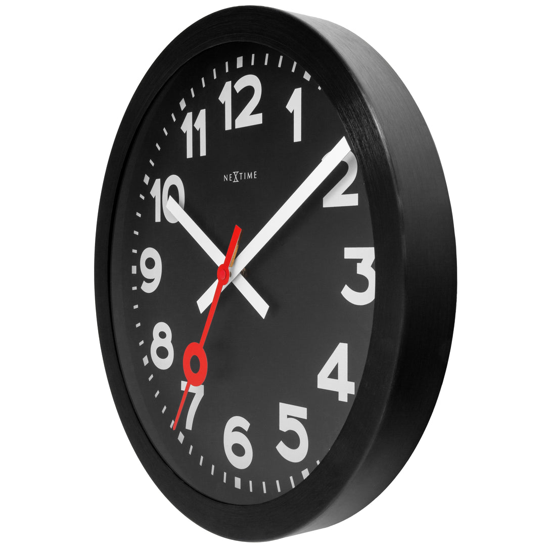 NeXtime Station All Black Aluminium Wall Clock 35cm 573544ARZW 2