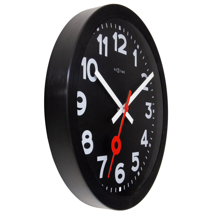 NeXtime Station All Black Aluminium Wall Clock 35cm 573544ARZW 3