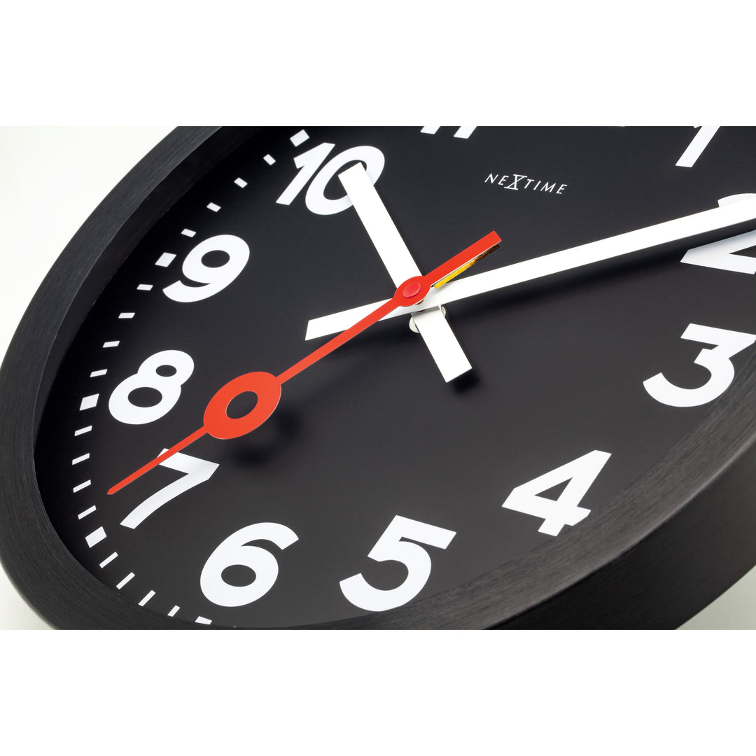 NeXtime Station All Black Aluminium Wall Clock 35cm 573544ARZW 4