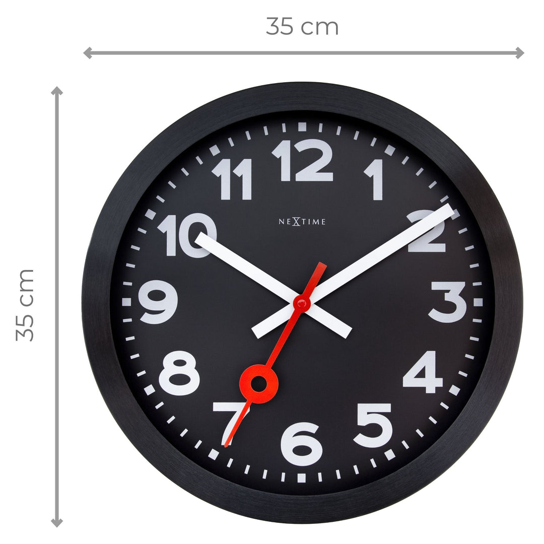 NeXtime Station All Black Aluminium Wall Clock 35cm 573544ARZW 7