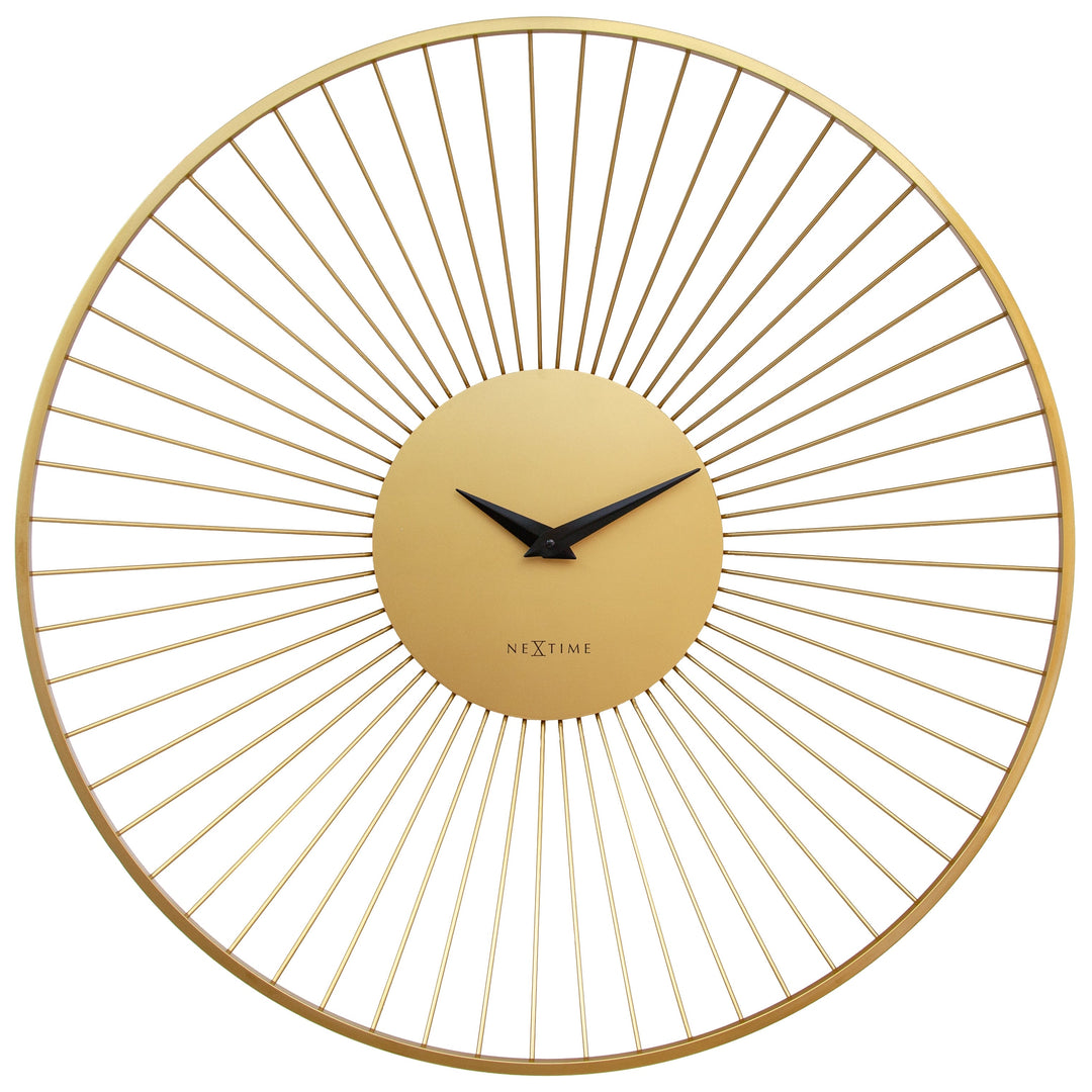 NeXtime Vasco Round Radiating Metal Spokes Wall Clock Gold 80cm 573536GO 1