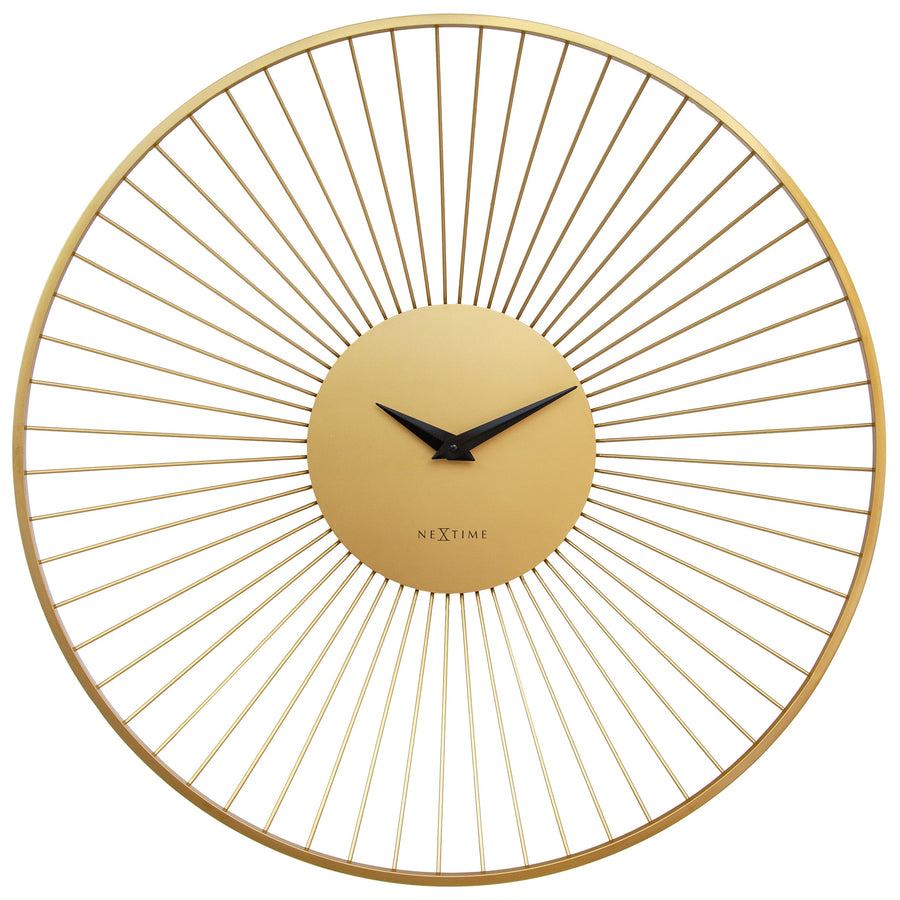 NeXtime Vasco Round Radiating Metal Spokes Wall Clock Gold 80cm 573536GO 1