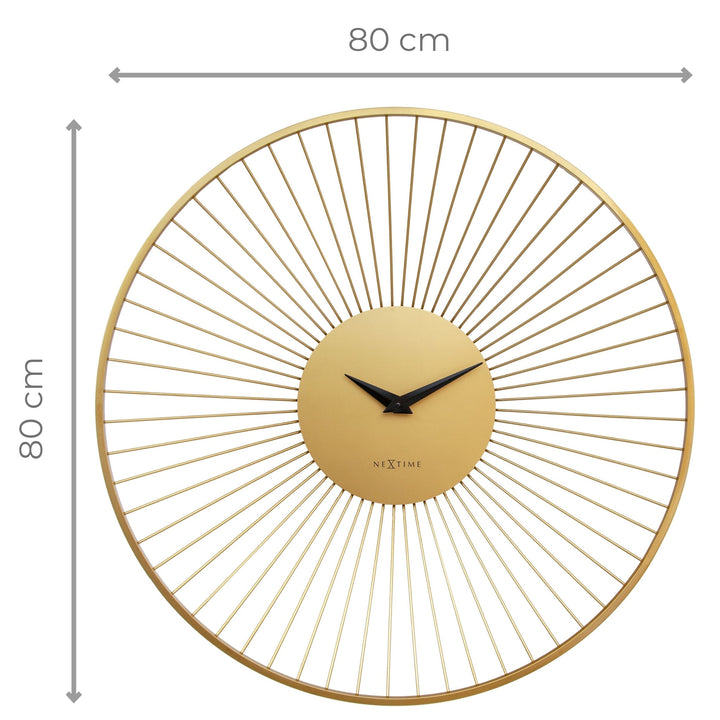 NeXtime Vasco Round Radiating Metal Spokes Wall Clock Gold 80cm 573536GO 4