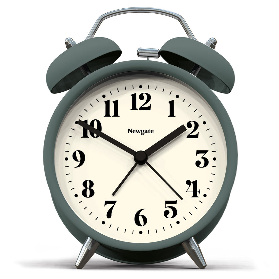 Newgate Theatre Twin Bell Alarm Clock Matte Asparagus Green 13cm NGCBM240ASG 1