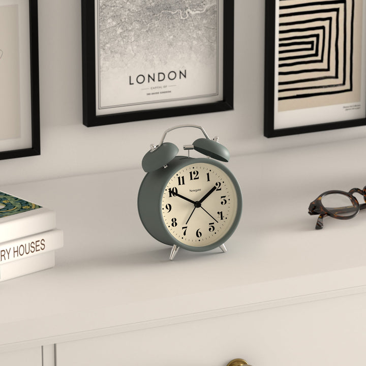 Newgate Theatre Twin Bell Alarm Clock Matte Asparagus Green 13cm NGCBM240ASG 4