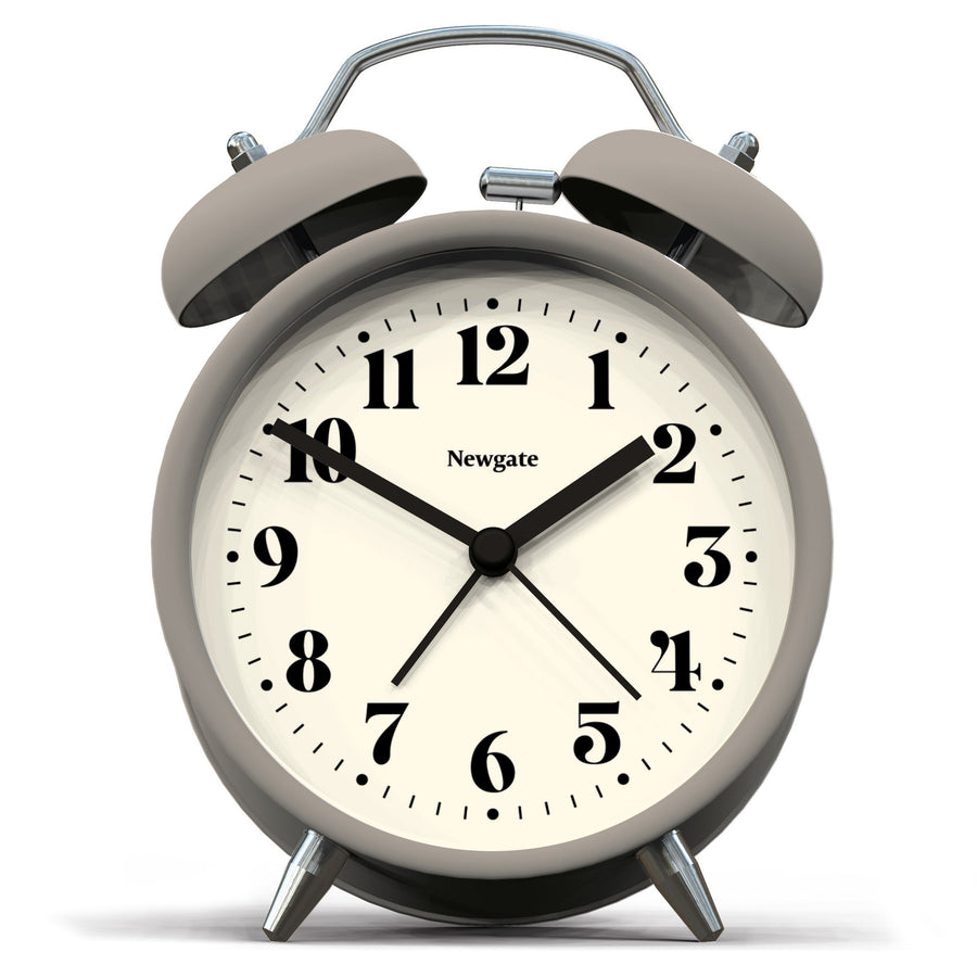 Newgate Theatre Twin Bell Alarm Clock Matte Stone Grey 13cm NGCBM240ST 1