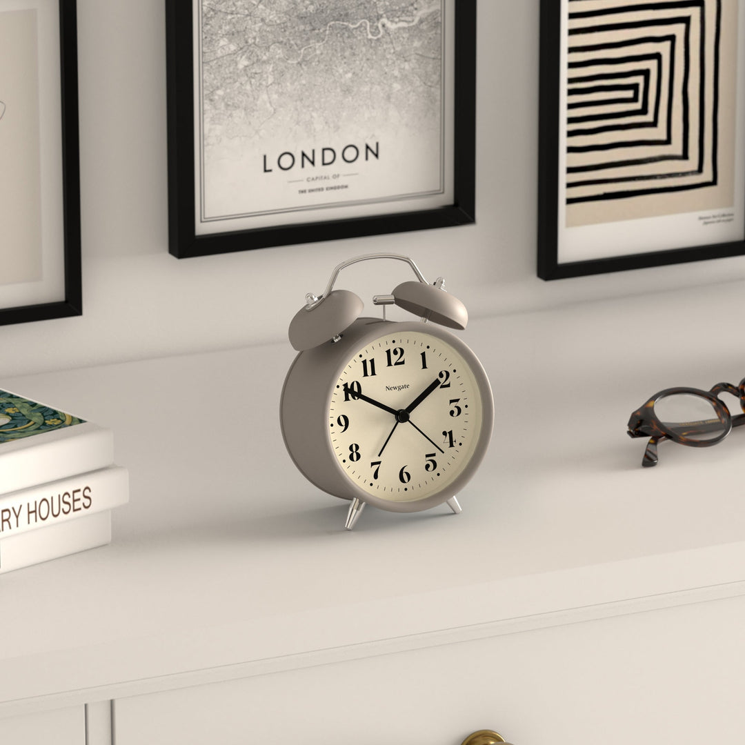 Newgate Theatre Twin Bell Alarm Clock Matte Stone Grey 13cm NGCBM240ST 4