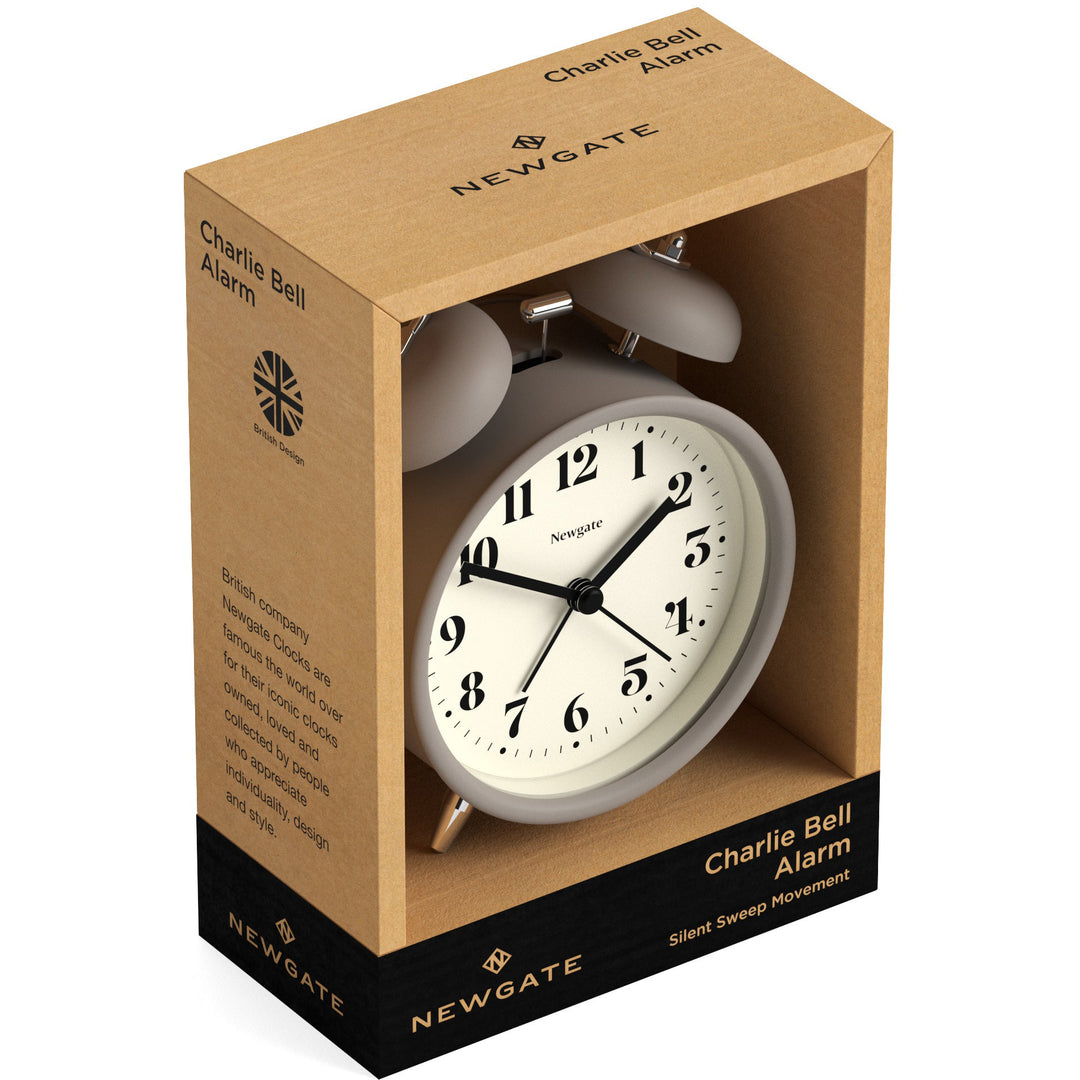 Newgate Theatre Twin Bell Alarm Clock Matte Stone Grey 13cm NGCBM240ST 5