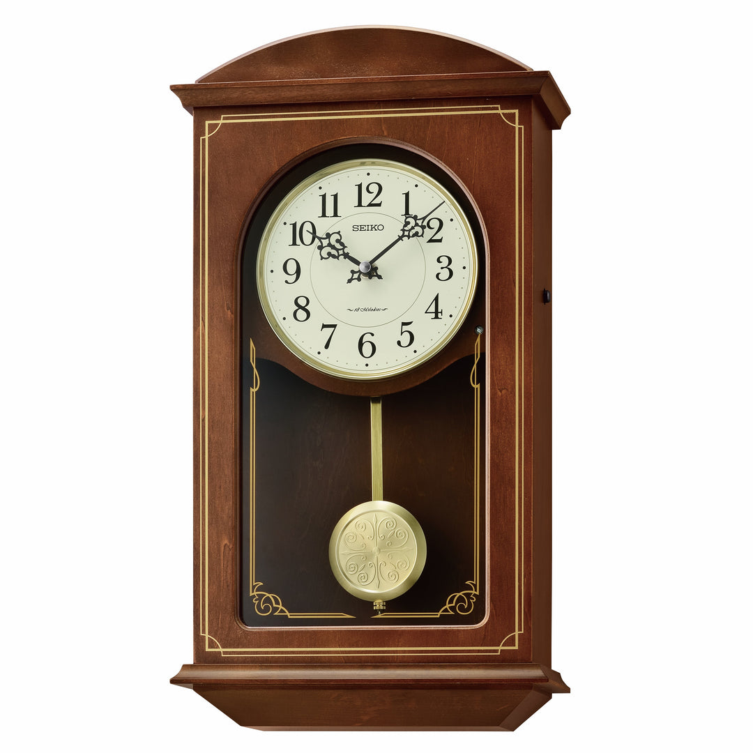 Seiko Albert Wooden Pendulum Musical Mantel Clock 46cm QXM610-B 1