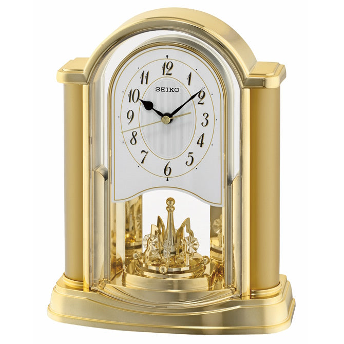 Seiko Frances Anniversary Rotating Pendulum Mantel Clock Gold 27cm QXN228-G 1