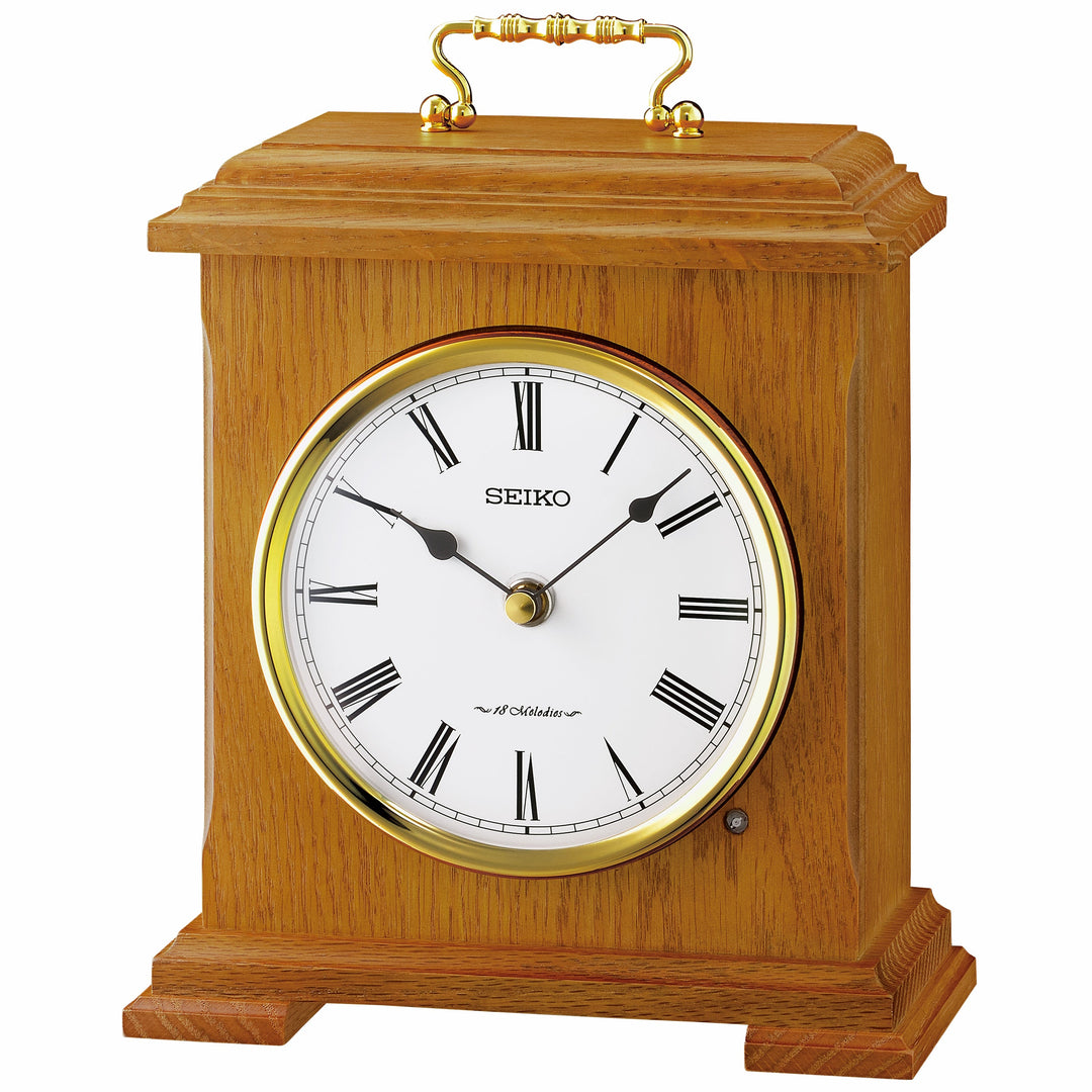 Seiko Gideon Wooden Musical Carriage Mantel Clock Brown 25cm QXW252-B 1