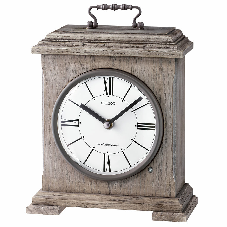 Seiko Gideon Wooden Musical Carriage Mantel Clock Grey 25cm QXW252-N 1