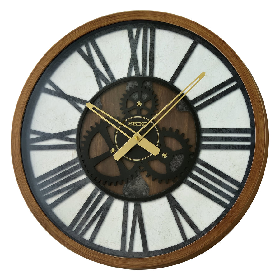 Seiko Imanu Decorative Gears Wall Clock Brown 51cm QXA826-B 1