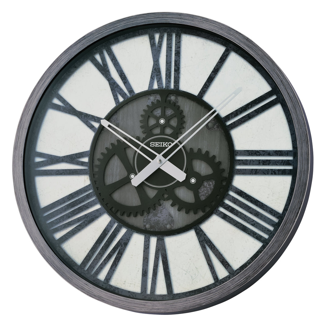 Seiko Imanu Decorative Gears Wall Clock Dark Silver 51cm QXA826-K 1