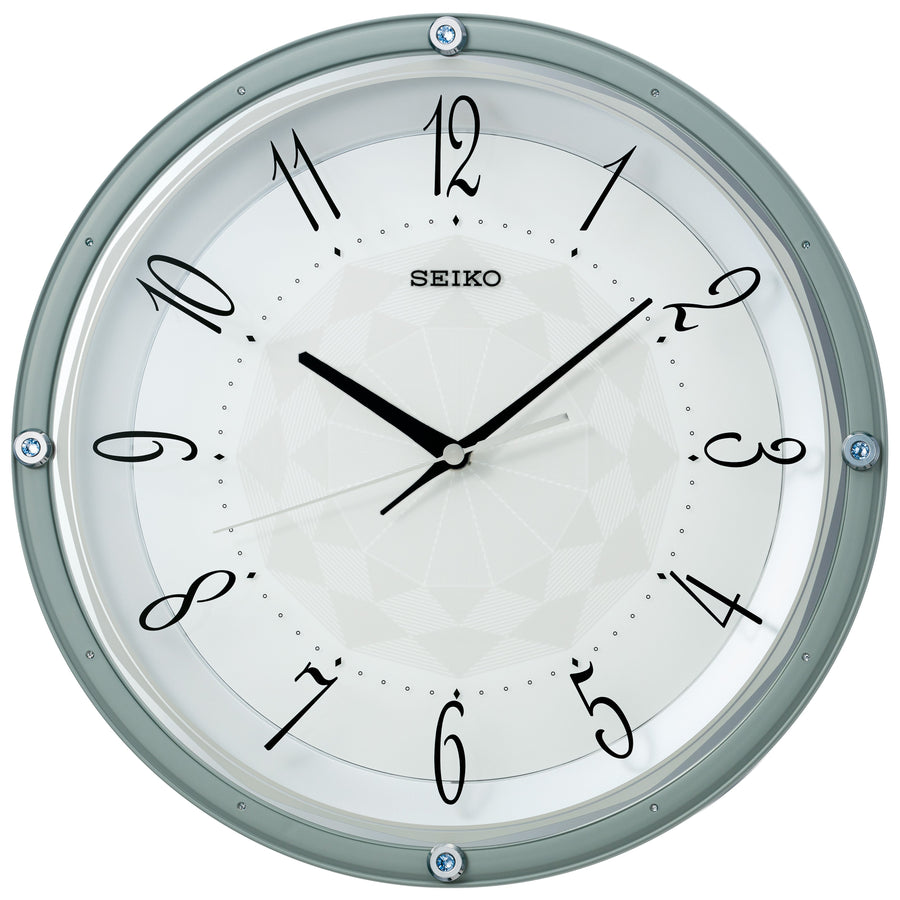 Seiko Krista Decorative Crystals Wall Clock Pearl Blue 33cm QXA830-L 1