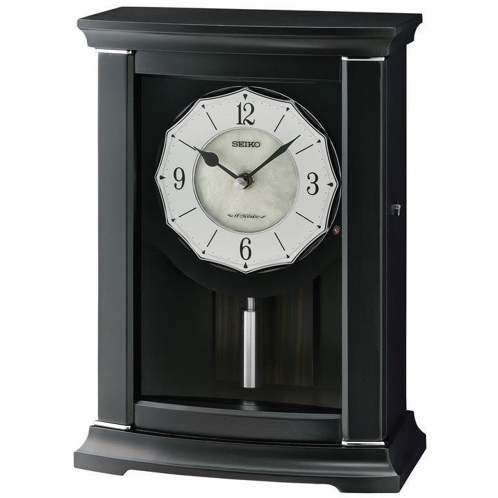 Seiko Matilda Wooden Musical Mantel Clock Black 29cm QXW250-K 1