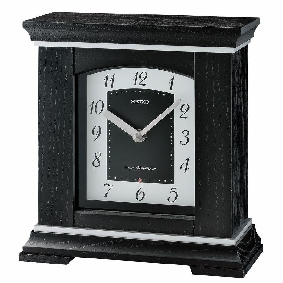 Seiko Reginald Wooden Musical Mantel Clock Black 22cm QXW249-K 1