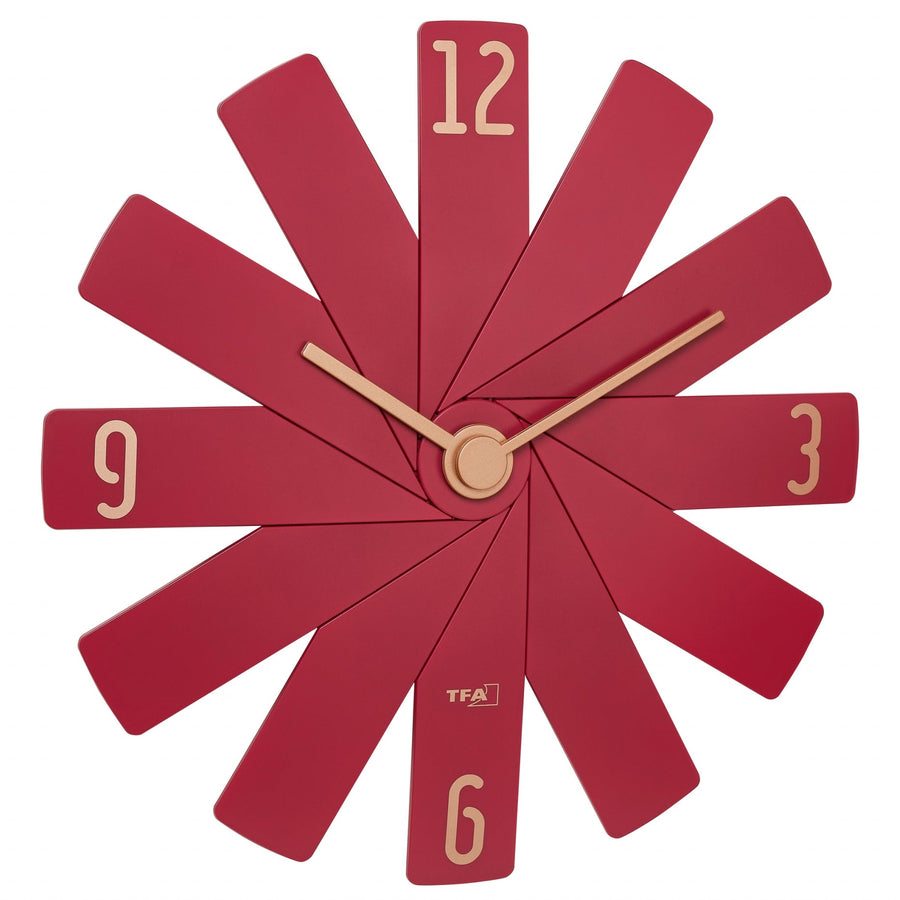 TFA Germany Clock In The Box Plug In Designer Wall Clock Red 40cm 60.3020.05 1