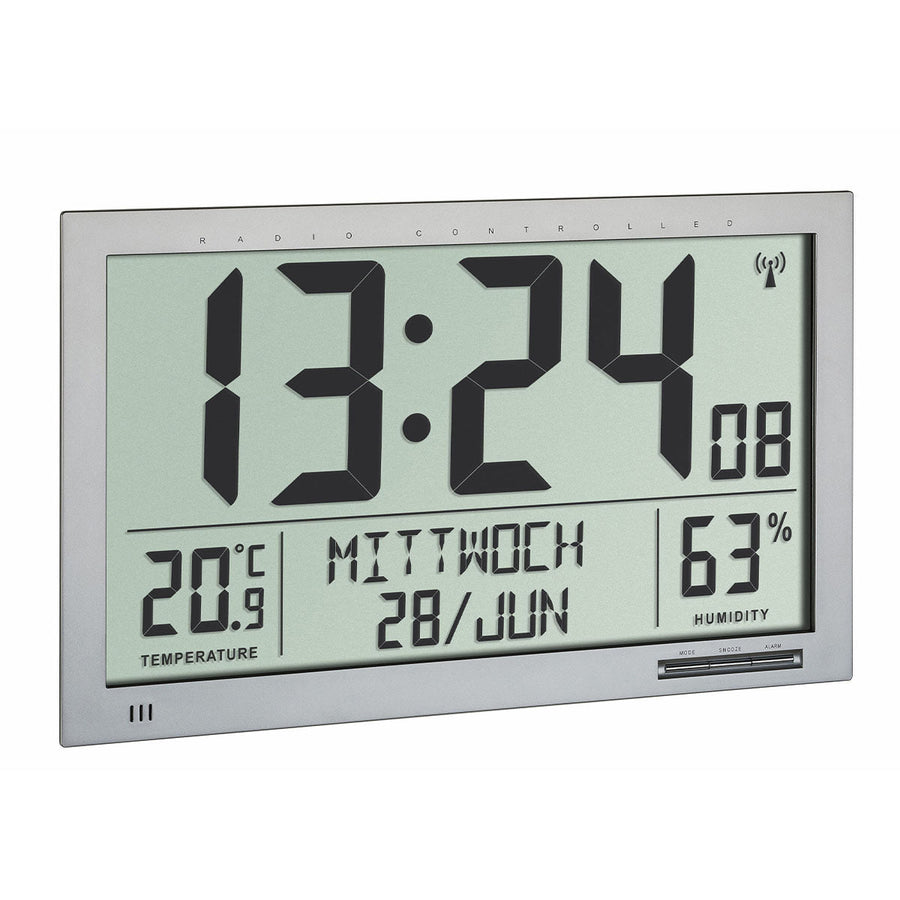 TFA Germany Morris Large Date Temp Humidity Digital Wall Desk Clock 37cm 60.4517.54 1