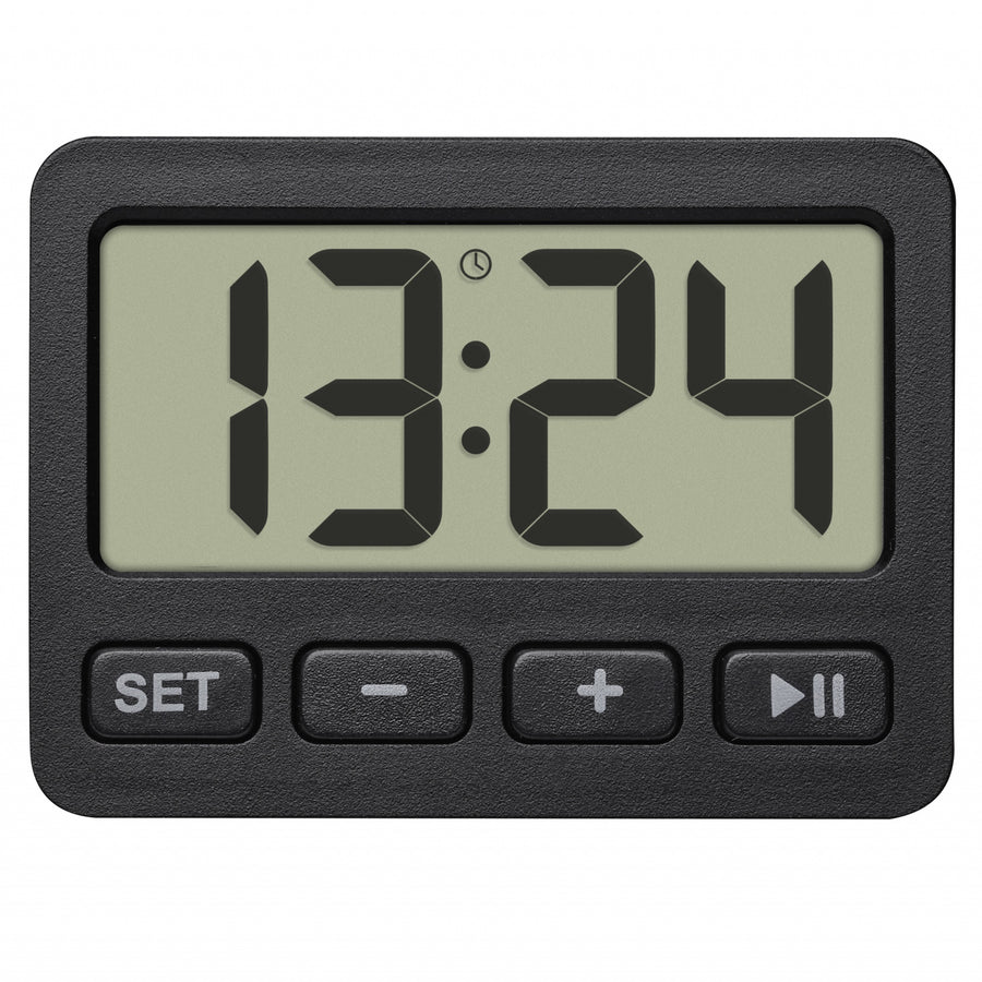 TFA New Tiny Digital Alarm Clock with Timer and Stopwatch Black 6cm  60.2036.01 1